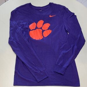 Nike Men's Purple Long Sleeve Shirt with Orange Graphic